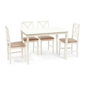 Обеденный комплект Хадсон (стол + 4 стула) id 13692 ivory white (слоновая кость) арт.13692 в Асбесте